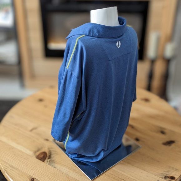 Sunice Blue and Green lined Short Sleeve 1/4 button up collard shirt Unisex - Picture 4 of 11